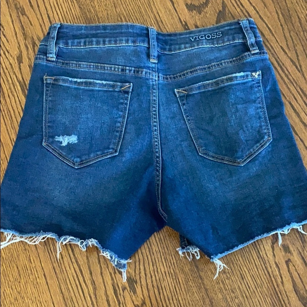 Vigoss High Rise Distressed Ripped Ace Denim Shorts Womens 25 - Picture 2 of 6